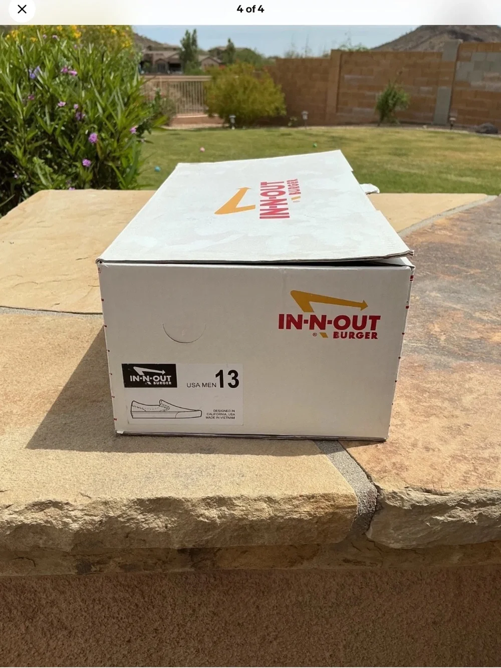 IN-N-OUT Men's White Slip-On Canvas Shoes with Red Palm Print